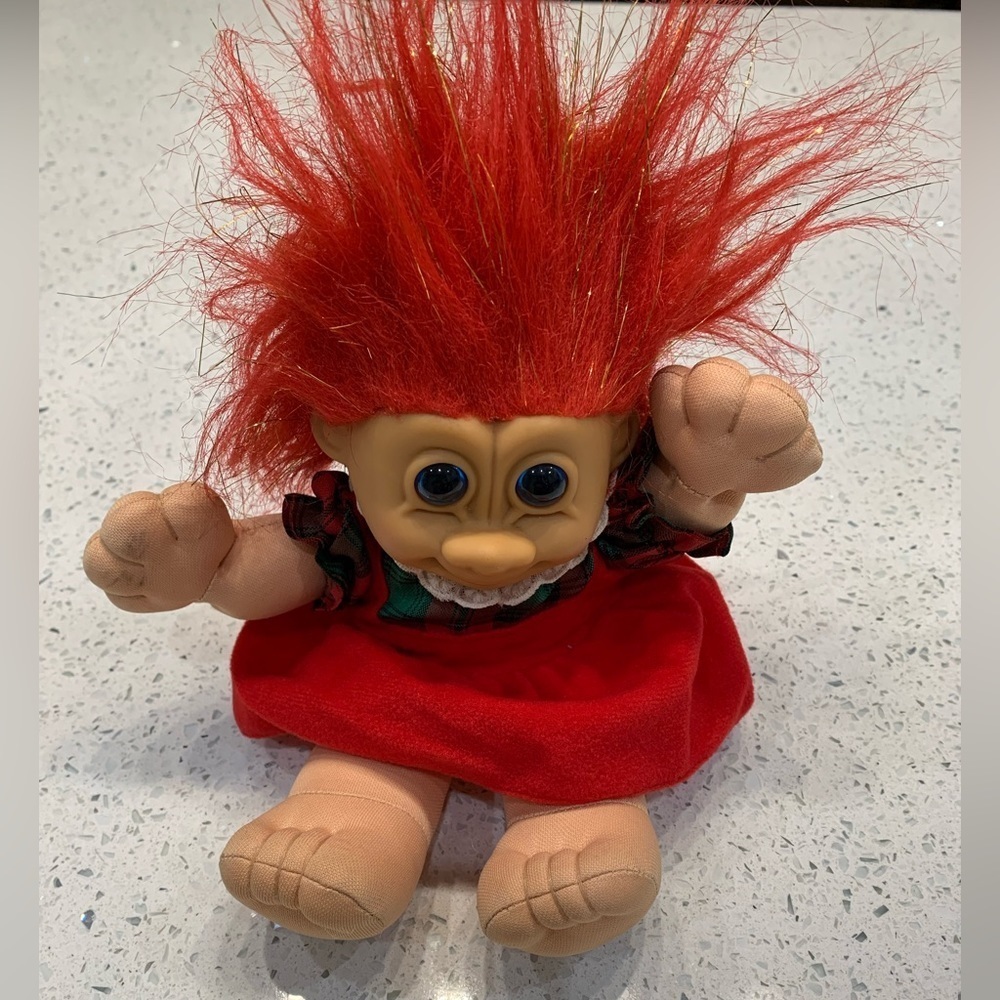 Vintage Russ Troll Doll Toy Christmasy dress